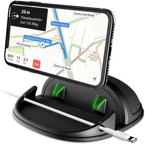 img 4 attached to 📱 Silicone Car Phone Holder Mount Cradle - Anti-Slip Dashboard Mat for Various Dashboards, Compatible with iPhone, Samsung, Android Smartphones, GPS - Car Pad Stand