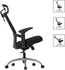 img 3 attached to 💺 Black Ergonomic Mesh Office Chair with Adjustable High Back, Neck and Head Support, Armrests, and Recline - Ideal for Home Office