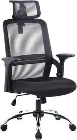 img 4 attached to 💺 Black Ergonomic Mesh Office Chair with Adjustable High Back, Neck and Head Support, Armrests, and Recline - Ideal for Home Office