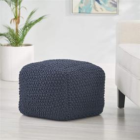 img 3 attached to 💙 Stylish and Comfortable: Christopher Knight Home 313892 Pouf in Dark Blue