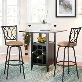 img 2 attached to 🪑 VECELO Adjustable Steel Barstools with Swivel Seat and Round Cushions - Set of 2: Comfortable Bistro Pub Chairs with Curved Pattern Backrest