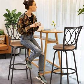 img 3 attached to 🪑 VECELO Adjustable Steel Barstools with Swivel Seat and Round Cushions - Set of 2: Comfortable Bistro Pub Chairs with Curved Pattern Backrest