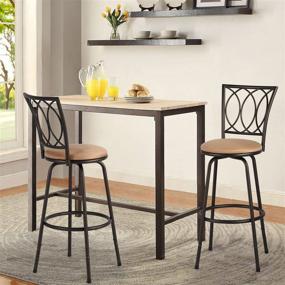 img 1 attached to 🪑 VECELO Adjustable Steel Barstools with Swivel Seat and Round Cushions - Set of 2: Comfortable Bistro Pub Chairs with Curved Pattern Backrest