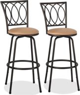 🪑 vecelo adjustable steel barstools with swivel seat and round cushions - set of 2: comfortable bistro pub chairs with curved pattern backrest logo