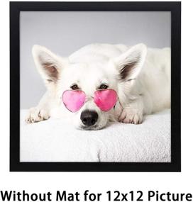 img 2 attached to 12x12 Square Wood Picture Frame, Matted to Fit 8x8 or 12x12 Photos Without Mat, Black