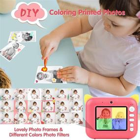 img 2 attached to 📸 Digital Instant Kids Camera with Zero Ink Printing, 3 Rolls of Print Paper, HD Video Recording, Dual Lens for Kids to Capture Photos, Selfies, and Videos - Perfect Toy Gifts for Girls or Boys (Red)