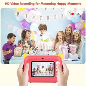 img 1 attached to 📸 Digital Instant Kids Camera with Zero Ink Printing, 3 Rolls of Print Paper, HD Video Recording, Dual Lens for Kids to Capture Photos, Selfies, and Videos - Perfect Toy Gifts for Girls or Boys (Red)