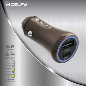 img 3 attached to 🔌 Delfy Tropo Metal - Dual Car Charger with QC 3.0 USB-A and PD 3.0 USB-C - 36W Quick Charge Power Adapter for iPhone, iPad, Samsung