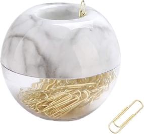 img 4 attached to MEI YI TIAN 100pcs Gold Paper Clips Medium with Marble White Holder: Stylish Magnetic Paper Clips Set for Office Supplies Desk Organizer