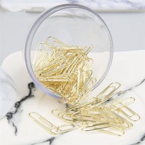 img 1 attached to MEI YI TIAN 100pcs Gold Paper Clips Medium with Marble White Holder: Stylish Magnetic Paper Clips Set for Office Supplies Desk Organizer