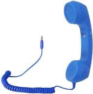 📞 anti-radiation retro handset with 3.5mm mini microphone speaker for iphone, ipad, mobile phones, and computers - blue logo