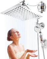 🚿 ultimate shower experience: rain shower head with handheld spray combo featuring 10'' waterfall shower heads, third gear filtered rainfall shower head combo, and 11'' solid brass adjustable shower extension arm in chrome logo