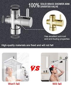 img 1 attached to 🚿 Ultimate Shower Experience: Rain Shower Head with Handheld Spray Combo featuring 10'' Waterfall Shower Heads, Third Gear Filtered Rainfall Shower Head Combo, and 11'' Solid Brass Adjustable Shower Extension Arm in Chrome