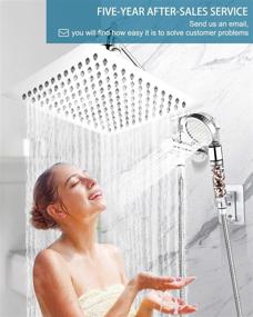 img 3 attached to 🚿 Ultimate Shower Experience: Rain Shower Head with Handheld Spray Combo featuring 10'' Waterfall Shower Heads, Third Gear Filtered Rainfall Shower Head Combo, and 11'' Solid Brass Adjustable Shower Extension Arm in Chrome