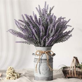 img 4 attached to 🌸 Artificial Lavender Flowers with Vase – Faux Lavender Plants in Decorative Metal Vase for Rustic Vintage Home Farmhouse Decoration (Heart, Purple)