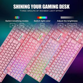 img 3 attached to 🎮 RedThunder K10 Wireless Gaming Keyboard, 2.4G LED Backlit Wireless Keyboard with Rechargeable 3000mAh Battery, Mechanical Feeling Keys for PC PS4 Xbox One Mac, Pink - Teclado Gamer