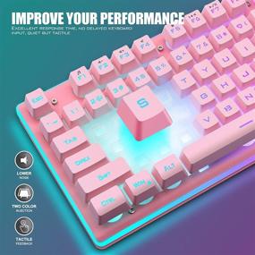 img 1 attached to 🎮 RedThunder K10 Wireless Gaming Keyboard, 2.4G LED Backlit Wireless Keyboard with Rechargeable 3000mAh Battery, Mechanical Feeling Keys for PC PS4 Xbox One Mac, Pink - Teclado Gamer