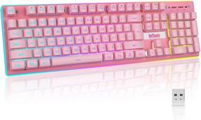 img 4 attached to 🎮 RedThunder K10 Wireless Gaming Keyboard, 2.4G LED Backlit Wireless Keyboard with Rechargeable 3000mAh Battery, Mechanical Feeling Keys for PC PS4 Xbox One Mac, Pink - Teclado Gamer