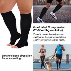 img 1 attached to 🧦 High-Performance Extra Wide Calf Compression Socks (Toeless) for Optimal Leg Support - Women & Men (20-32 mmHg)