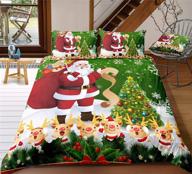 🎅 suncloris merry christmas duvet cover set - kids cartoon santa claus christmas tree & sweet candy bedding in queen size (includes 1 duvet cover & 2 pillowcases, no comforter inside) logo