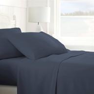 🛏️ ultimate comfort: ienjoy home ultra soft 4 piece sheet set for queen size bed in elegant navy logo