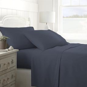 img 1 attached to 🛏️ Ultimate Comfort: ienjoy Home Ultra Soft 4 Piece Sheet Set for Queen Size Bed in Elegant Navy