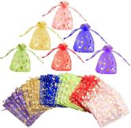 organza drawstring pouches assorted christmas logo