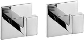 img 4 attached to Flybath Square Coat Hook: Stainless Steel Towel Robe Door Hooks - No Drilling Required, Mirror Polished (2 Pack)