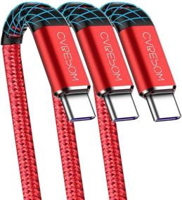 🔌 premium nylon braided usb type c cable, cabepow [3-pack 10ft] fast charging type c cord for samsung galaxy a10/a20/a51/s10/s9/s8, usb-c charger (red) logo