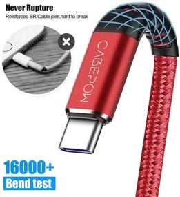 img 3 attached to 🔌 Premium Nylon Braided USB Type C Cable, Cabepow [3-Pack 10ft] Fast Charging Type C Cord for Samsung Galaxy A10/A20/A51/S10/S9/S8, USB-C Charger (Red)