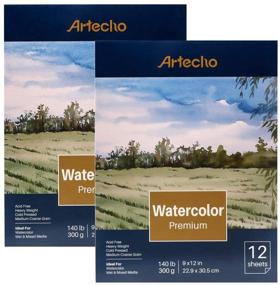 img 4 attached to 🎨 Artecho Watercolor Paper Pad, 12 Sheets - 140lb/300gsm, Fold Over, Acid Free, Medium Grain, Cold Pressed Paper, Painting & Drawing Sketchbook, Ideal for Wet, Dry & Mixed Media - Pack of 2