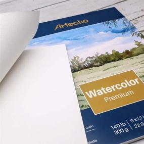 img 2 attached to 🎨 Artecho Watercolor Paper Pad, 12 Sheets - 140lb/300gsm, Fold Over, Acid Free, Medium Grain, Cold Pressed Paper, Painting & Drawing Sketchbook, Ideal for Wet, Dry & Mixed Media - Pack of 2