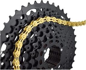 img 2 attached to 🚲 Bibike Lightweight Half Hollow 6/7/8/9/10/11/12 Speed Bike Chain - Silver/Gold with 116 Links