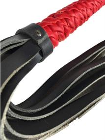 img 2 attached to 🐴 High-Quality Horse Whip: Choose from 9 or 40 Genuine Leather Tails, Long Leather Chain Grip in Black, Red, or Brown