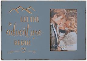 img 4 attached to Wedding Engagement Gifts for Couples, Women Bride to Be, Bride and Groom - Engraved Picture Frame 4x6 Inches - Let The Adventure Begin - Boyfriend Girlfriend