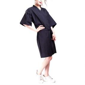 img 3 attached to Lurrose Salon Client Gown: A Stylish Black Kimono-Style Hair Smock for Hair Salon Clients