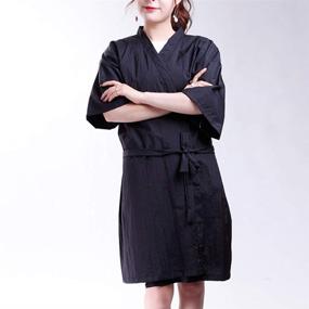 img 2 attached to Lurrose Salon Client Gown: A Stylish Black Kimono-Style Hair Smock for Hair Salon Clients