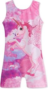 img 4 attached to 🦄 Sparkling Unicorn and Mermaid Leotards for Girls Gymnastics: Short Biketards that Dazzle!