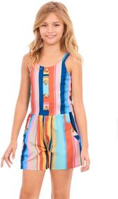 img 2 attached to 👗 Truly Me Sleeveless and Short Sleeve Printed Spring/Summer Rompers for Girls - Size 4-6X, 7-16