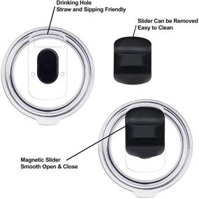 img 3 attached to 🔒 Magnetic Spill Proof Slider 2-Pack - Replacement Tumbler Lid for Yeti, RTIC, and Ozark Trail - Black 10/20oz