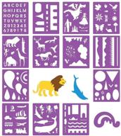 🎨 kids' craft stencils set - 14 pack plastic templates with 150+ patterns for painting and education logo