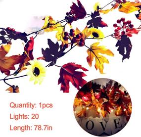 img 2 attached to 🍂 Kalolary Thanksgiving Fall Decorations Leaf Garland String Lights: 6.5 Feet of Festive Maple Leaves! Include 20 LED Lights Powered by 3AA Batteries for Home Party Fireplace Décor!