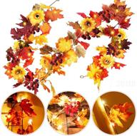 🍂 kalolary thanksgiving fall decorations leaf garland string lights: 6.5 feet of festive maple leaves! include 20 led lights powered by 3aa batteries for home party fireplace décor! logo