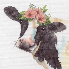 img 1 attached to 🐄 Simplicity Creative Corp Cross Stitch Kit, Sweet Cow (14 Count)