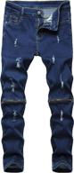 👖 boys' clothing: black skinny ripped elastic zipper jeans logo
