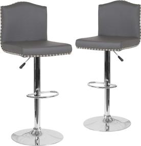 img 3 attached to 🪑 Stylish and Versatile Gray LeatherSoft Barstool Set with Accent Nail Trim - Flash Furniture 2 Pack