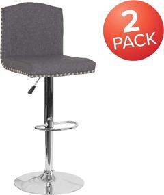 img 2 attached to 🪑 Stylish and Versatile Gray LeatherSoft Barstool Set with Accent Nail Trim - Flash Furniture 2 Pack