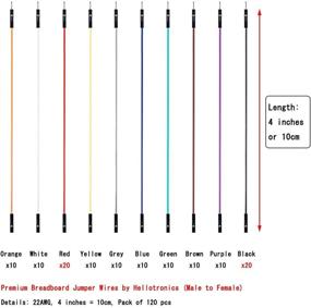 img 3 attached to Улучшенные 22AWG премиум-перемычки для платы - 20% дополнительно красные и черные перемычки, квадратная головка 0.1'' 10 ярких цветов - 120 штук от Hellotronics (10 см, M/F)