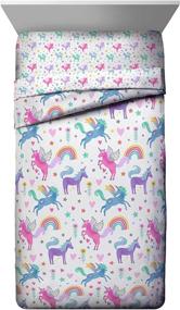 img 3 attached to 🦄 Jay Franco Unicorn Rainbow 4 Piece Twin Bed Set - Premium Comforter & Sheet Set with Super Soft Microfiber - Long-lasting Fade Resistant Design