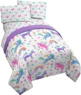 🦄 jay franco unicorn rainbow 4 piece twin bed set - premium comforter & sheet set with super soft microfiber - long-lasting fade resistant design logo